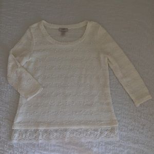 Loft Sweater with Lace Trim